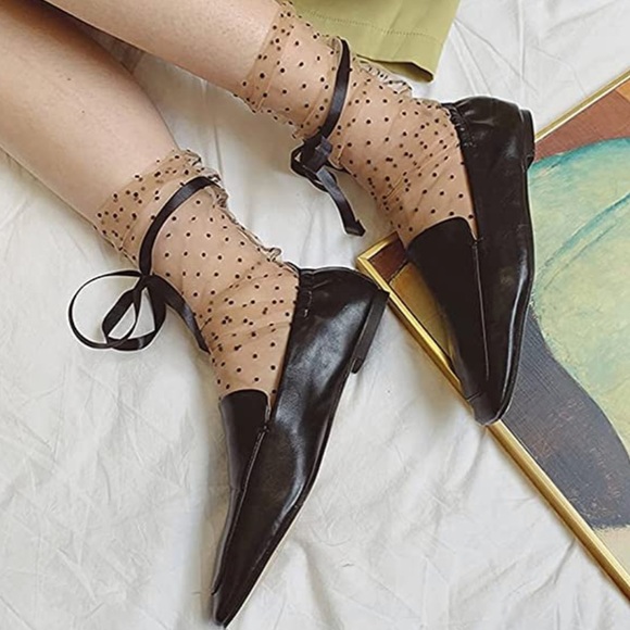 🆕 Polka Dot Ultra Sheer Slouch Dress Socks - Picture 5 of 7